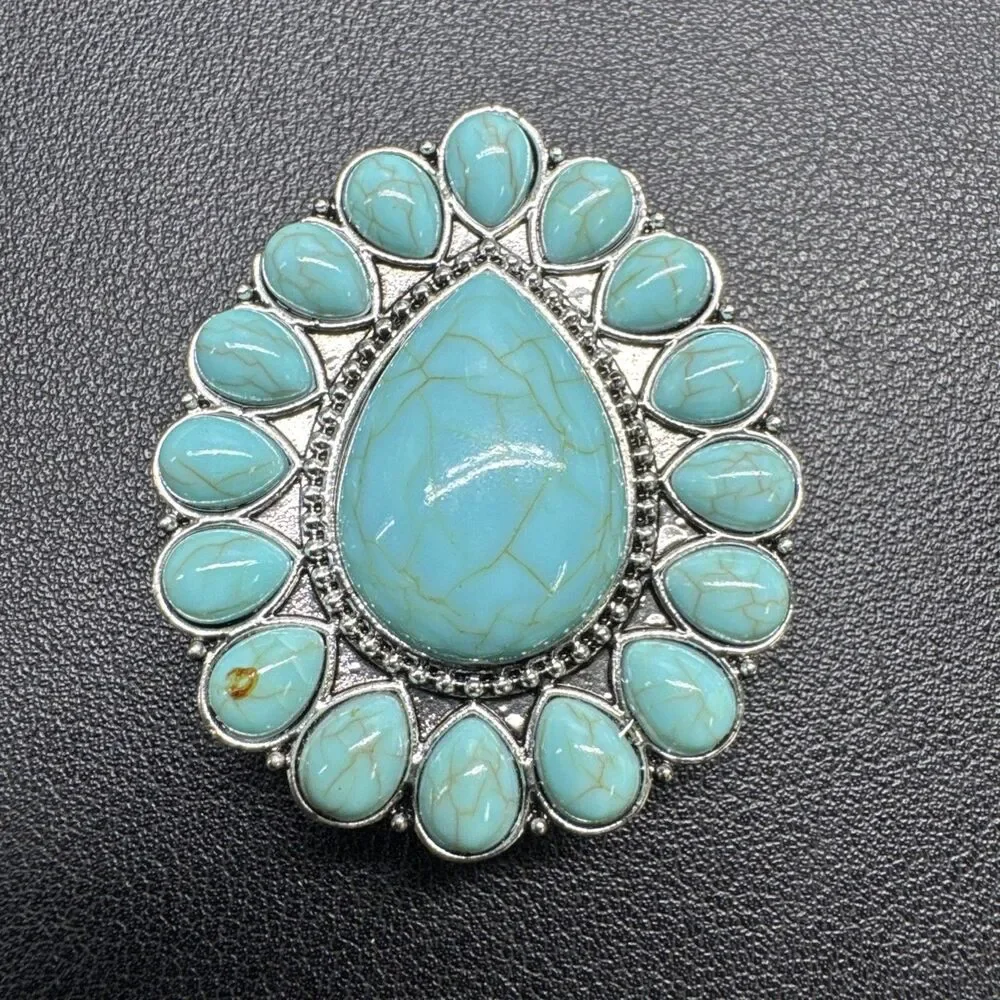 Turquoise Colored Stone Kick Stand For Phone. iPhone Grip Charm. Nice!